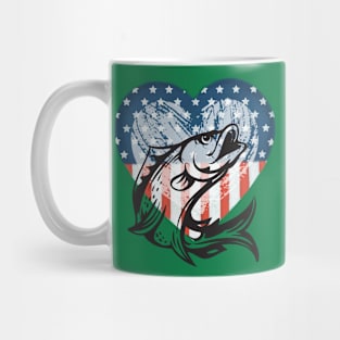 America Loves Bass Fishing (patriotic Heart + bass) Mug